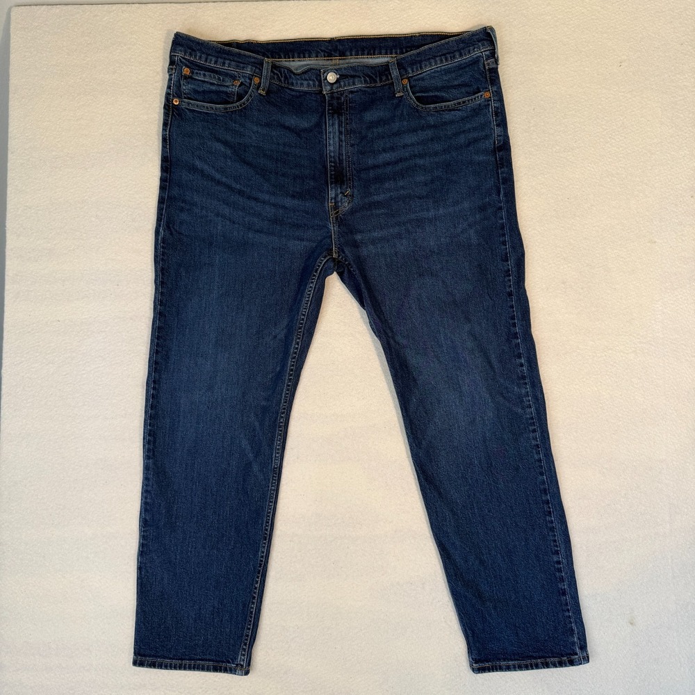Levi's 502 Taper Jeans Mens 46x32 Dark Wash Clean Run Comfort Stretch Big & Tall